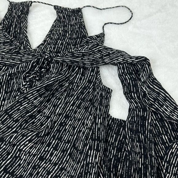 O'Neill Women's Size M Draped Layered Wrap Tank Black White Stripe Print - Picture 3 of 8